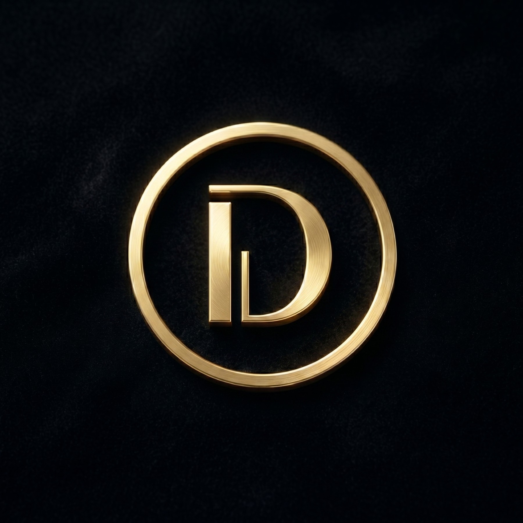 O símbolo D da Deluxe em volume metálico dourado