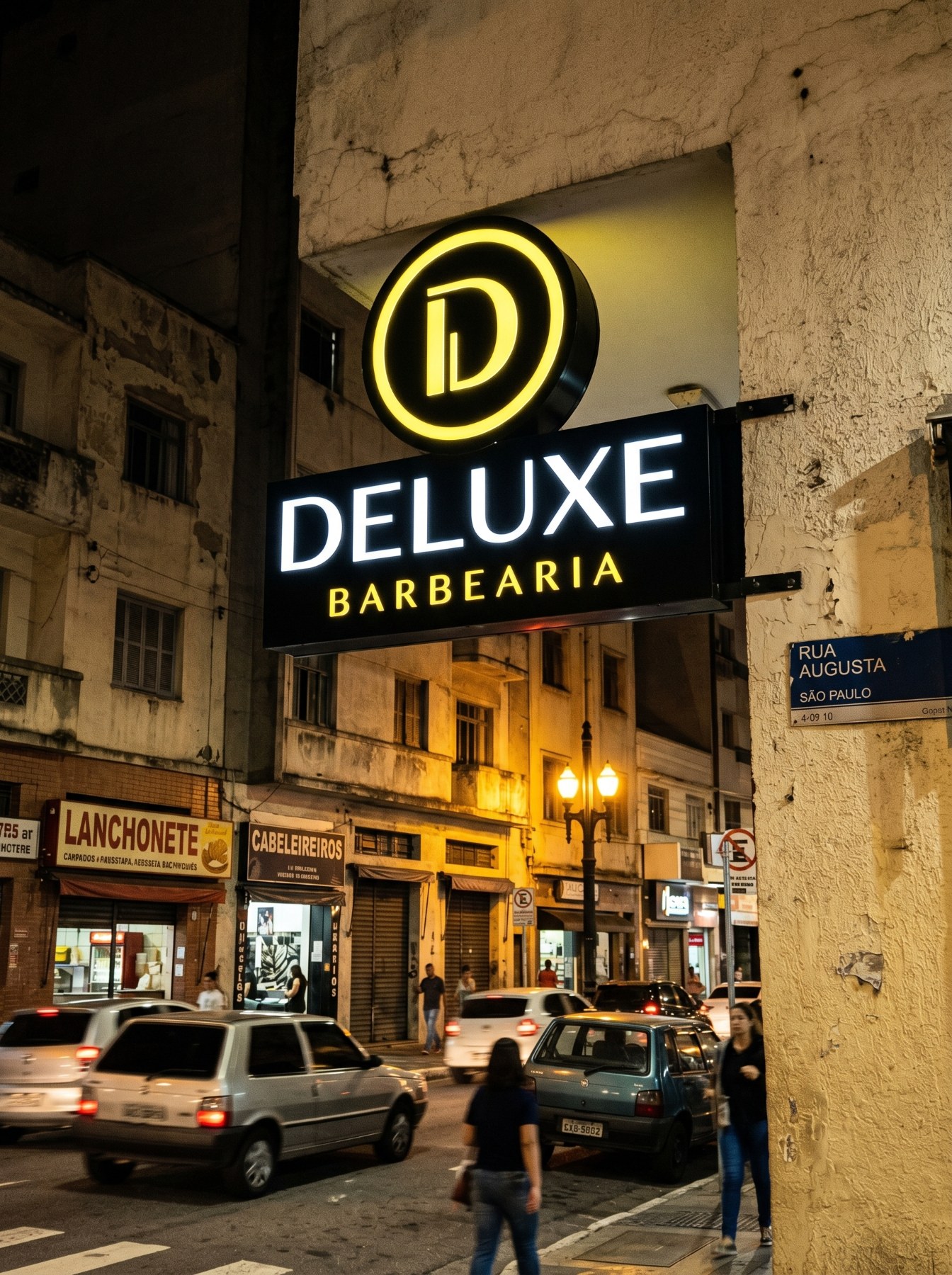 Sinalização da Deluxe Barbearia